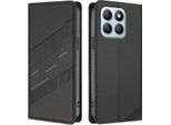 Custodia Per Honor X8B, Custodia A Portafoglio In Finto Cuoio Con Slot Per Carte E Funzione Stand Schwarz