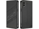 Custodia Per Iphone X/Iphone Xs, Custodia A Portafoglio In Finto Cuoio Con Slot Per Carte E Funzione Stand Schwarz