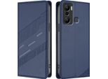 Custodia Per Infinix Hot 20 Play, Custodia A Portafoglio In Finto Cuoio Con Slot Per Carte E Funzione Stand Blau