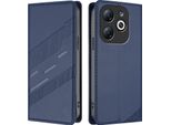 Custodia Per Infinix Smart 8, Custodia A Portafoglio In Finto Cuoio Con Slot Per Carte E Funzione Stand Blau