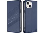 Custodia Per Iphone 15, Custodia A Portafoglio In Finto Cuoio Con Slot Per Carte E Funzione Stand Blau