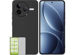 Per Xiaomi Poco F7 Pro Custodia Protettiva In Silicone Tpu Per Cellulare Nero + Pellicola In Vetro Temperato H9