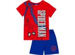 Spider-Man - Pigiama Con Pantaloncini Da Bambino NS7351 (128) (Rosso/Blu)