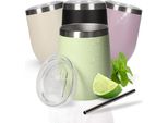 Boccale Da Vino 350 Ml "Vinova"" - Boccale In Acciaio Inox A Doppia Parete Che Si Mantiene Freddo A Lungo - Boccale Con Coperchio E Cannuccia - Boccale Come Perfetta Idea Regalo Per Un Addio Al Celibato Verde"