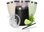 Boccale Da Vino Da 350 Ml "Vinova"" - Boccale In Acciaio Inox A Doppia Parete Che Si Mantiene Freddo A Lungo - Boccale Con Coperchio E Cannuccia - Boccale Come Idea Regalo Perfetta Per Un Addio Al Celibato In Nero"