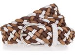 Mustang Pelle Cintura Braided Leather Belt W110 White - Varied Marrone Chiaro