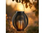 3.04 Xxl Lanterna Solare In Rattan Color Antracite - Circa 45,5 Cm X 38 Cm - Grande Luce Decorativa Da Appendere O Da Tenere In Piedi