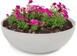 Fioriera Rotonda Bulbosa Da 25 Cm Per Esterni, Grigio Chiaro Marmorizzato