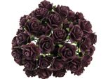 Rosen Aperto 10Mm 50Pcs Scrapbooking Fiori Di Carta Di Gelso Fiore Rosso Bordeaux