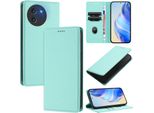 Custodia In Pelle Per Doogee Note 59 / Note 59 Pro, Pelle Litschi, Custodia A Portafoglio Con Slot Per Carte E Supporto Turchese