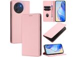 Custodia In Pelle Per Doogee Note 59 / Note 59 Pro, Pelle Litschi, Custodia A Portafoglio Con Slot Per Carte E Supporto Rosa