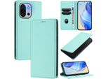 Custodia In Pelle Per Oneplus 13T, Pelle Litschi, Custodia A Portafoglio Con Slot Per Carte E Supporto Turchese