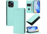 Custodia In Pelle Per Doogee Note 58 / Note 58 Pro, Pelle Litschi, Custodia A Portafoglio Con Slot Per Carte E Supporto Turchese