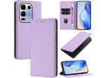 Custodia In Pelle Per Infinix Note 50X, Pelle Litschi, Custodia A Portafoglio Con Slot Per Carte E Supporto Viola