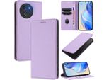 Custodia In Pelle Per Doogee Note 59 / Note 59 Pro, Pelle Litschi, Custodia A Portafoglio Con Slot Per Carte E Supporto Viola