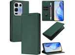 Custodia In Pelle Per Infinix Note 50X, Pelle Litschi, Custodia A Portafoglio Con Slot Per Carte E Supporto Verde