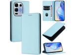 Custodia In Pelle Per Infinix Note 50X, Pelle Litschi, Custodia A Portafoglio Con Slot Per Carte E Supporto Blu Chiaro