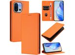 Custodia In Pelle Per Oneplus 13T, Pelle Litschi, Custodia A Portafoglio Con Slot Per Carte E Supporto Arancione