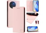 Custodia In Pelle Per Doogee Note 59 / Note 59 Pro, Flip Case Con Slot Per Carte, Portafoglio E Supporto Rosa