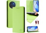Custodia In Pelle Per Doogee Note 59 / Note 59 Pro, Flip Case Con Slot Per Carte, Portafoglio E Supporto Verde