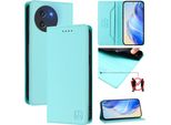 Custodia In Pelle Per Doogee Note 59 / Note 59 Pro, Flip Case Con Slot Per Carte, Portafoglio E Supporto Turchese