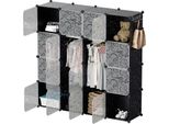 Aopunly 16 Scatole Sistema Di Scaffalatura Fai Da Te Armadio Armadio Armadio Scaffale A Innesto 140X140X35Cm Bianco E Nero
