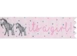 Anniversary House - Nastro Regalo "Its A Girl"", Baby Shower - Poliestere SG38247 (Taglia Unica) (Rosa/Nero)"