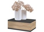 Comodino Bdw, Comodino Sospeso Con Cassetto, Grafite / Oro Lavorato A Mano