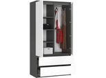 Bdw, Armadio 2 Ante, 2 Cassetti, 180X90X51 Cm, Grigio / Bianco