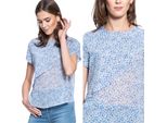 Mustang Damen, Maglietta Elsa Aop Blouse, 36 S, Blau, Sport, Tshirt, Camicia