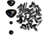 Occhi E Nasi Di Plastica Neri 30 Pezzi - Misure Miste