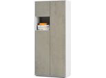 Simplyfurn Armadio Per Ufficio Amira T10 | Armadio Per Documenti Con Vano Aperto | Weiß & Cemento Ossidato | Push-To-Open | 180X80X40 Cm | Moderno Per Ufficio E Home Office