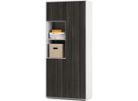 Simplyfurn Armadio Da Ufficio Amira T20 | Con 2 Vani Aperti | Armadio Per Documenti E Multiuso In Corpo Weiß E Frontale Avola Antracite | Push-To-Open | 180X80X40 Cm