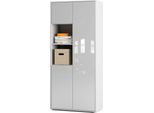 Simplyfurn Armadio Da Ufficio Amira T20 | Con 2 Vani Aperti | Armadio Per Documenti E Multiuso In Corpo Weiß E Frontale Bianco Lucido | Push-To-Open | 180X80X40 Cm