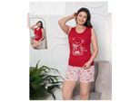 Pigiama Da Donna Pigiama Corto Rosso L Set 2 Pezzi L-97