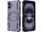 Custodia Magnetica Per Iphone 16 Plus, Paraurti Ibrido In Pc E Tpu, Prese D'aria Per La Dissipazione Del Calore Custodia Viola
