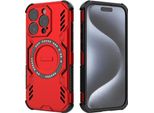 Custodia Magnetica Per Iphone 15 Pro, Paraurti Ibrido In Pc E Tpu, Prese D'aria Per La Dissipazione Del Calore Custodia Rossa