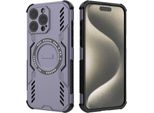 Custodia Magnetica Per Iphone 15 Pro Max, Paraurti Ibrido In Pc E Tpu, Prese D'aria Per La Dissipazione Del Calore Custodia Viola