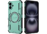 Custodia Magnetica Per Iphone 16 Plus, Paraurti Ibrido In Pc E Tpu, Prese D'aria Per La Dissipazione Del Calore Custodia Verde