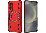 Custodia Magnetica Per Samsung Galaxy S25 Edge, Paraurti Ibrido In Pc E Tpu, Fori Di Ventilazione Per La Dissipazione Del Calore Custodia Red