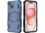 Custodia Magnetica Per Iphone 15, Paraurti Ibrido In Pc E Tpu, Prese D'aria Per La Dissipazione Del Calore Custodia Blu