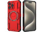 Custodia Magnetica Per Iphone 15 Pro Max, Paraurti Ibrido In Pc E Tpu, Prese D'aria Per La Dissipazione Del Calore Custodia Rossa