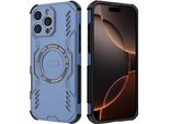 Custodia Magnetica Per Iphone 16 Pro Max, Paraurti Ibrido In Pc E Tpu, Prese D'aria Per La Dissipazione Del Calore Custodia Blu