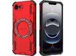 Custodia Magnetica Per Iphone 16E, Paraurti Ibrido In Pc E Tpu, Prese D'aria Per La Dissipazione Del Calore Custodia Rossa