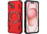 Custodia Magnetica Per Iphone 15, Paraurti Ibrido In Pc E Tpu, Prese D'aria Per La Dissipazione Del Calore Custodia Rossa