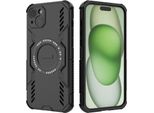 Custodia Magnetica Per Iphone 15 Plus /Iphone 14 Plus, Paraurti Ibrido In Pc E Tpu, Prese D'aria Per La Dissipazione Del Calore Custodia Nera