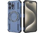 Custodia Magnetica Per Iphone 15 Pro Max, Paraurti Ibrido In Pc E Tpu, Prese D'aria Per La Dissipazione Del Calore Custodia Blu