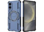 Custodia Magnetica Per Samsung Galaxy S25 Edge, Paraurti Ibrido In Pc E Tpu, Fori Di Ventilazione Per La Dissipazione Del Calore Custodia Blu