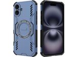 Custodia Magnetica Per Iphone 16 Plus, Paraurti Ibrido In Pc E Tpu, Prese D'aria Per La Dissipazione Del Calore Custodia Blu