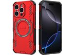 Custodia Magnetica Per Iphone 16 Pro, Paraurti Ibrido In Pc E Tpu, Prese D'aria Per La Dissipazione Del Calore Custodia Rossa